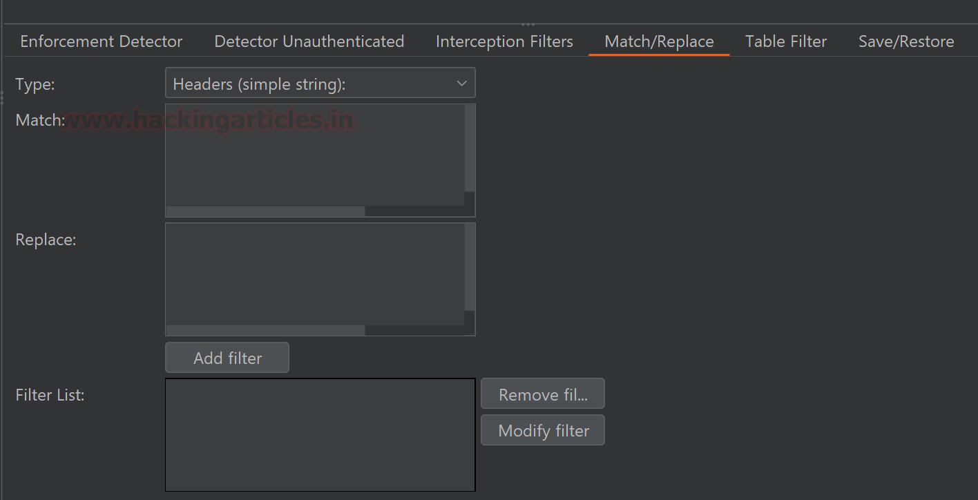 Configuração Match/Replace do Autorize para substituir headers ou parâmetros