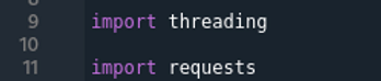 Screenshot Screenshot mostrando import requests e threading