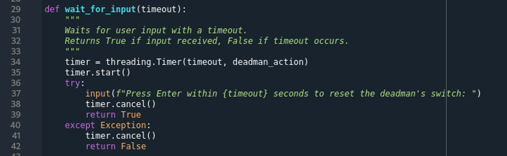 Screenshot Ilustração do uso de threading.Timer e wait_for_input