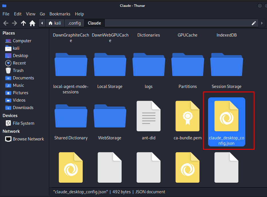 Interface indicando o arquivo JSON de configuração dos servidores MCP