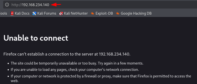 Navegador exibindo a falha de conexao a pagina do Apache pelo endereco externo