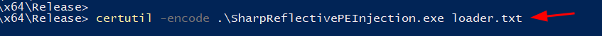 Evidencia tecnica: Codificar Carregador Reflexivo em Base64