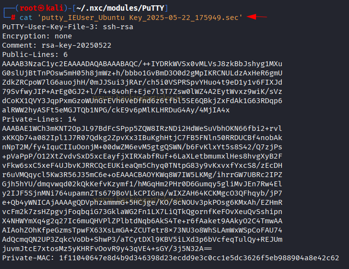 Evidencia tecnica demonstrando Visualizar Chave Dumpada Localmente