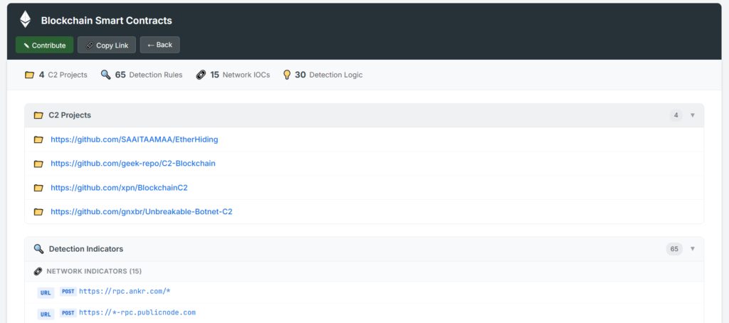 Evidencia tecnica demonstrando Smart Contracts como C2