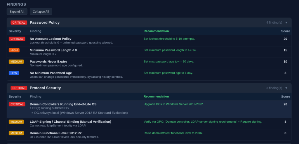 Continuação do relatório HTML com findings adicionais