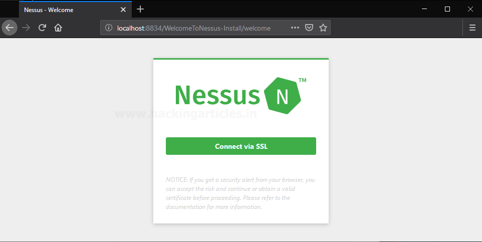 Instalador do Nessus para Windows (.msi) sendo executado