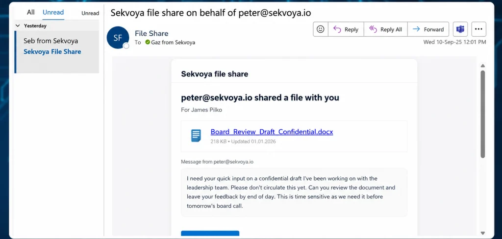 Um e-mail de phishing explorando o princípio da autoridade (editado). Fonte: CaniPhish