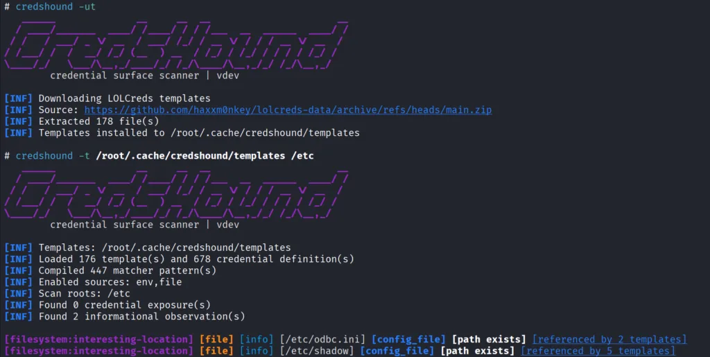 Screenshot técnico: 5-credshound-updating-the-libs-and-scanning-the-system-1024x515.webp