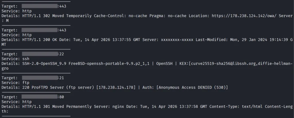 Leitura de dados exportados mostrando servidor HFS vulnerável