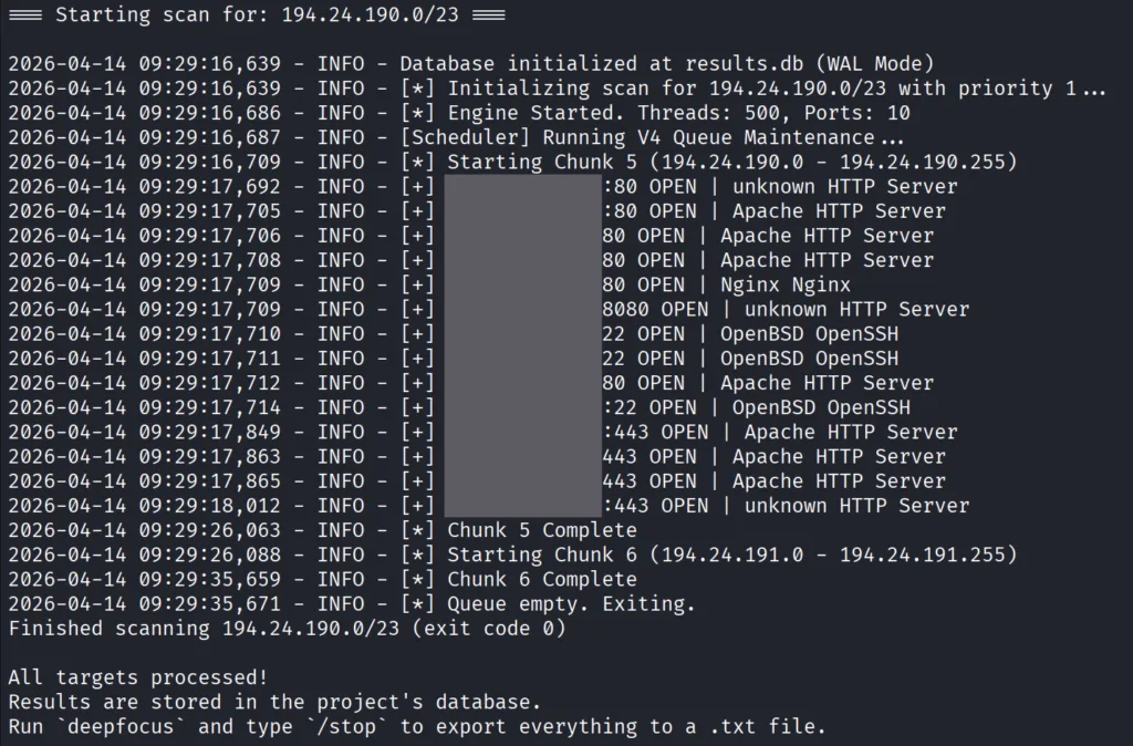 Execução do script run_targets.py processando múltiplas sub-redes sequencialmente