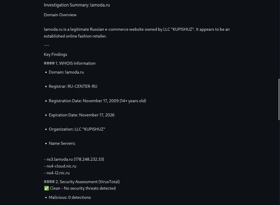 Lista de subdomínios e reputação no VirusTotal