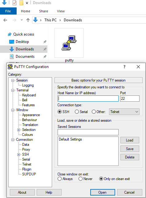 Evidencia tecnica demonstrando Execucao do putty.exe pela vitima