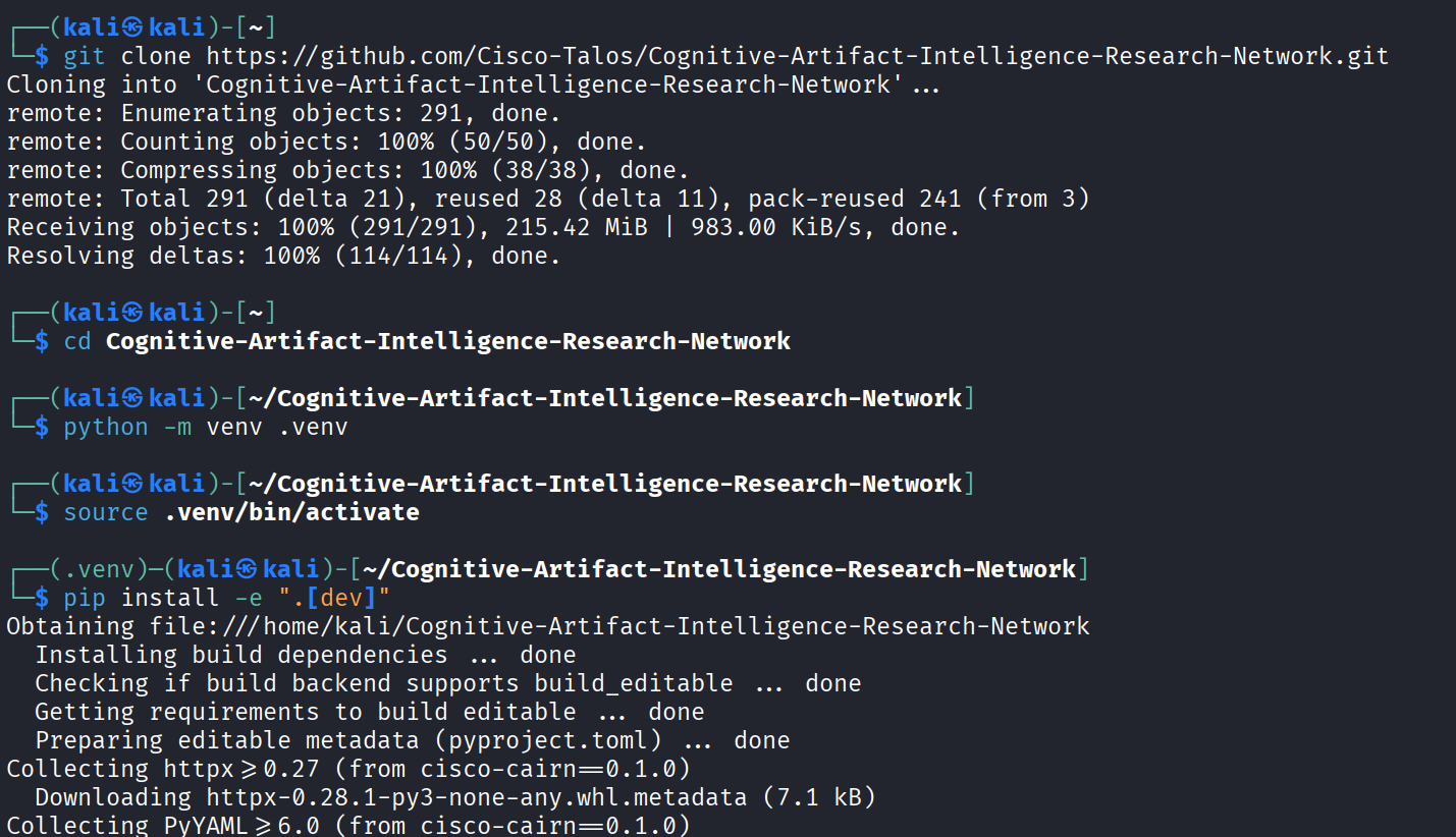 Configuração inicial do CAIRN: clone do repositório e instalação de dependências Python