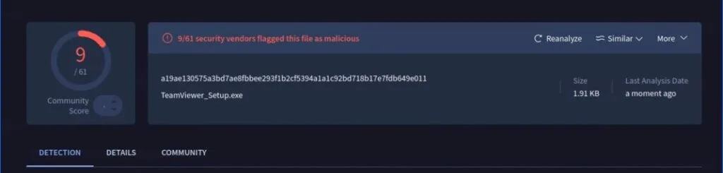 Arquivo TeamViewer backdoored detectado como malicioso pelo Windows Defender