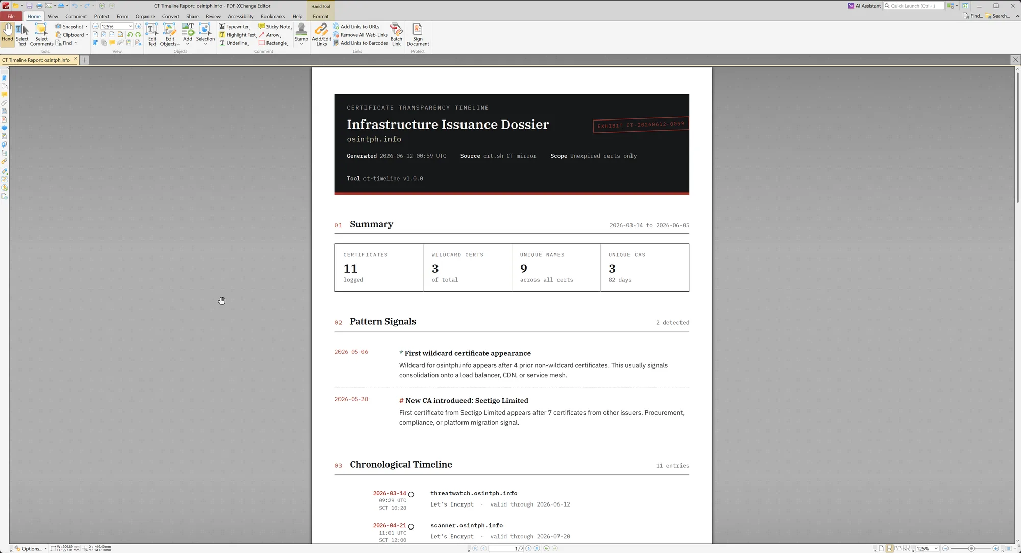 Interface Censys mostrando certificate history junto com scanning ativo de IP/serviço
