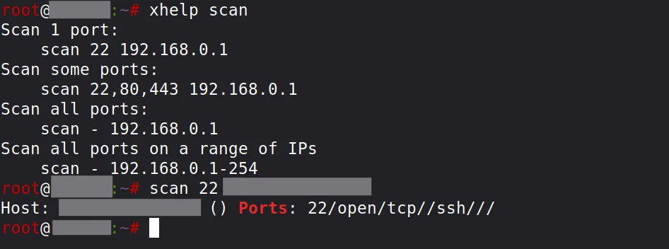 Varredura de porta com scan PORT IP mostrando saída greppable