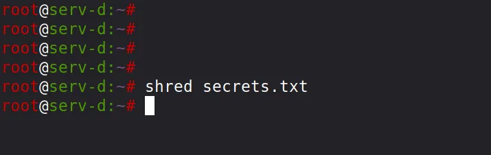 Eliminação segura do arquivo local secrets.txt com shred após exfiltração