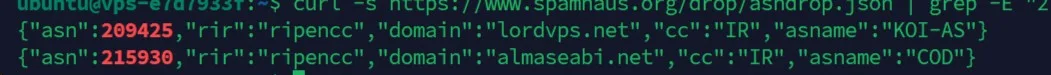 Spamhaus DROP list mostrando 62.60.130.0/24 como SBL683637 e ASN-DROP listando AS215930 e AS209425 com cc:IR