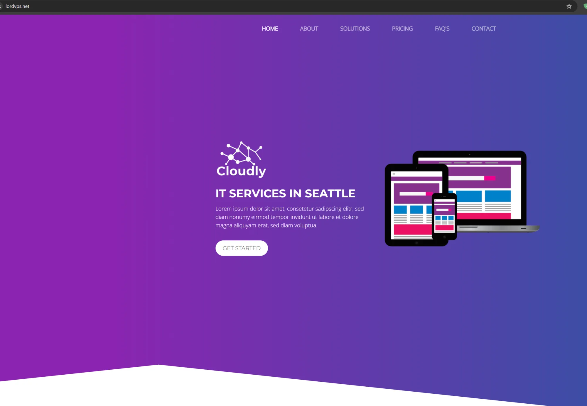 Website LordVPS ativo (HTTP 200) mas com texto placeholder — storefront de bulletproof hosting que não busca clientes legítimos