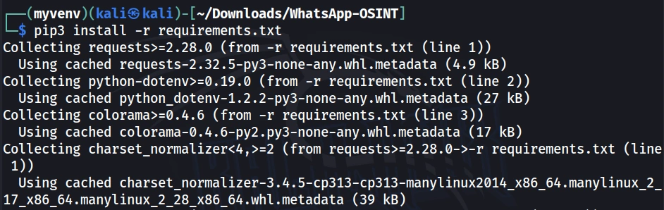 Instalação das dependências Python via pip3 install -r requirements.txt