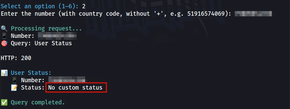 Status do usuário: 'No custom status'