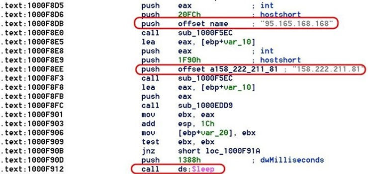 Callback do Chimera para servidores C2 (95.165.168.168 e 158.222.211.81) via Bitmessage